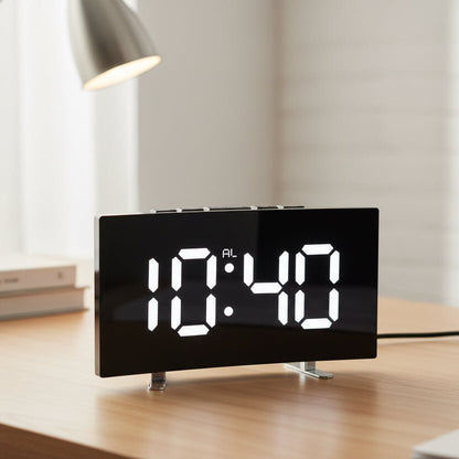 SilentLite | Modern Slim LED Digital Alarm Clock with Mirrored Display