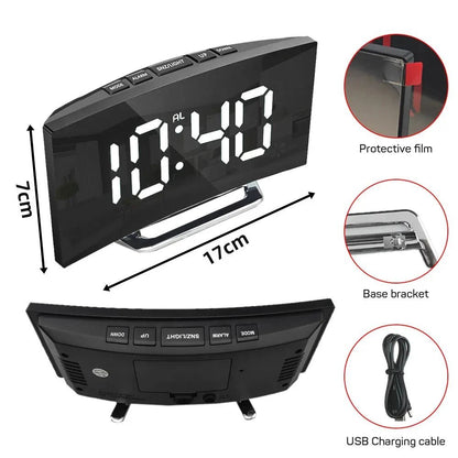 SilentLite | Modern Slim LED Digital Alarm Clock with Mirrored Display