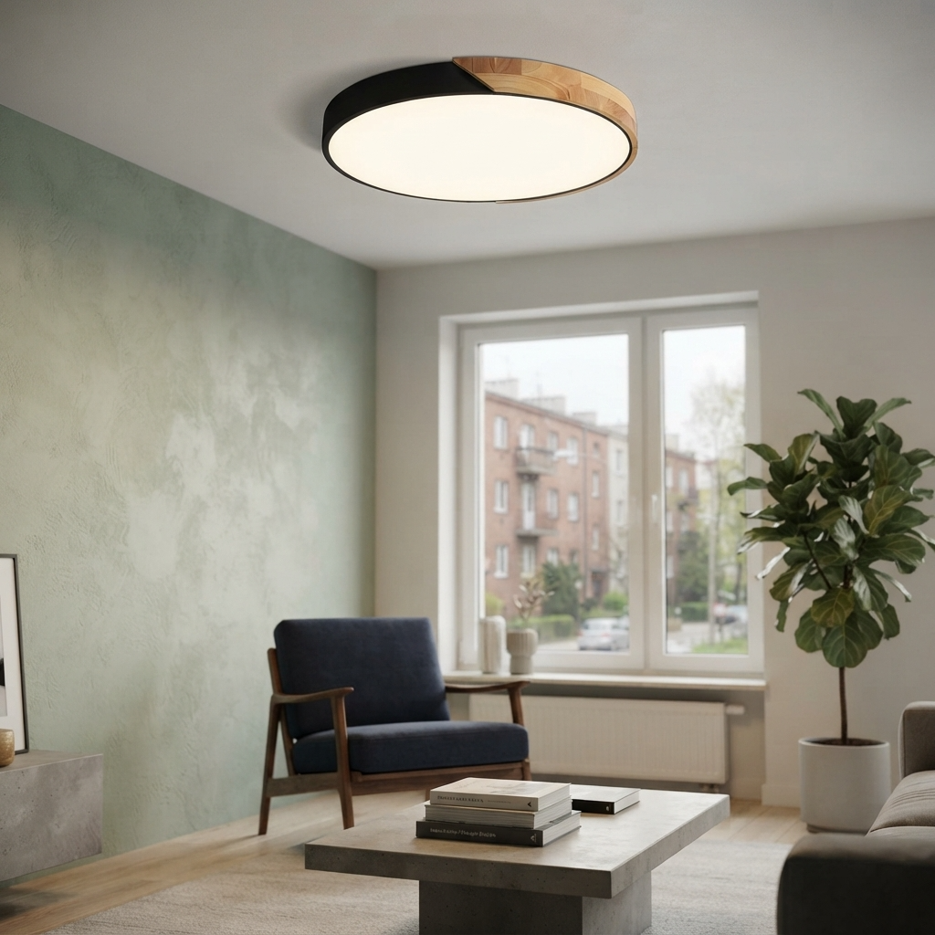 NordicaBeam | Elegancka naturalna drewniana skandynawska lampa sufitowa LED
