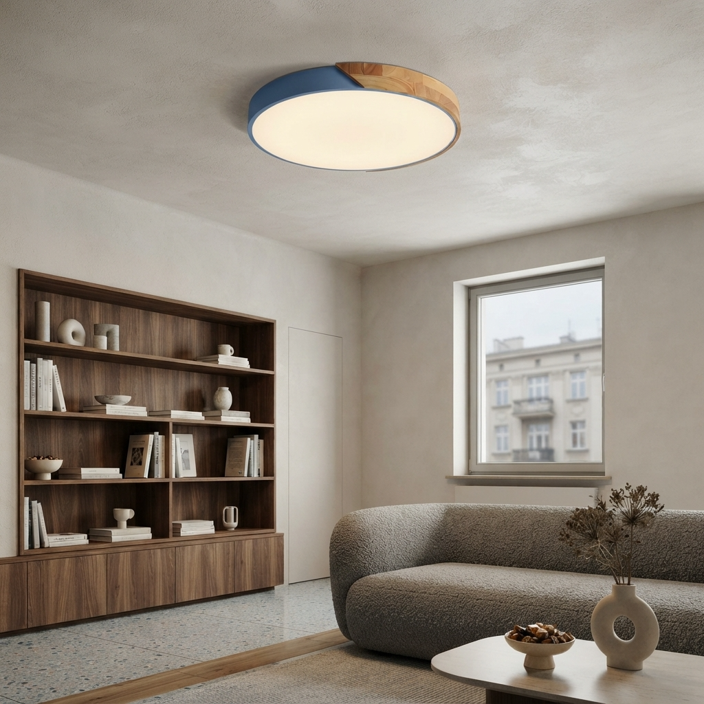 NordicaBeam | Elegancka naturalna drewniana skandynawska lampa sufitowa LED