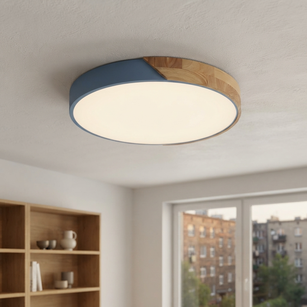 NordicaBeam | Elegancka naturalna drewniana skandynawska lampa sufitowa LED