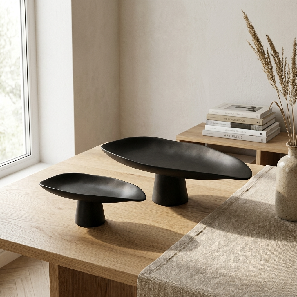 Elegant Handcrafted Black Porcelain Tray | Versatile Decorative Dish for Timeless Home Decor