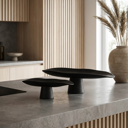 Elegant Handcrafted Black Porcelain Tray | Versatile Decorative Dish for Timeless Home Decor