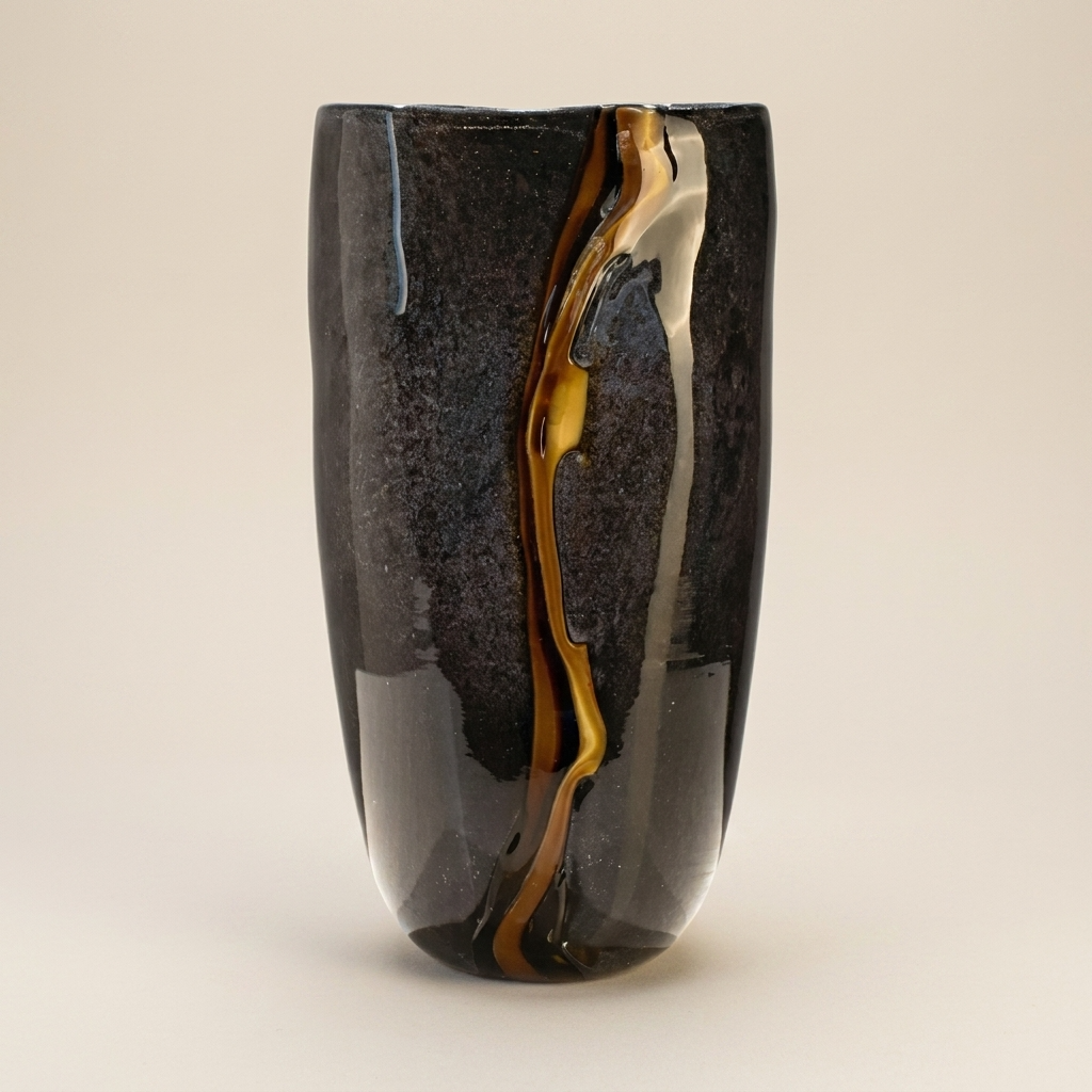 OrionGlass | Elegant Handblown Black Tabletop Vase for Home Decor 1