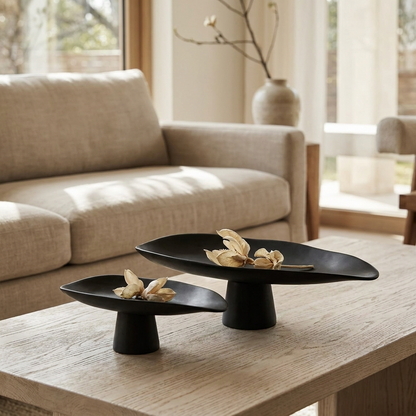 Elegant Handcrafted Black Porcelain Tray | Versatile Decorative Dish for Timeless Home Decor