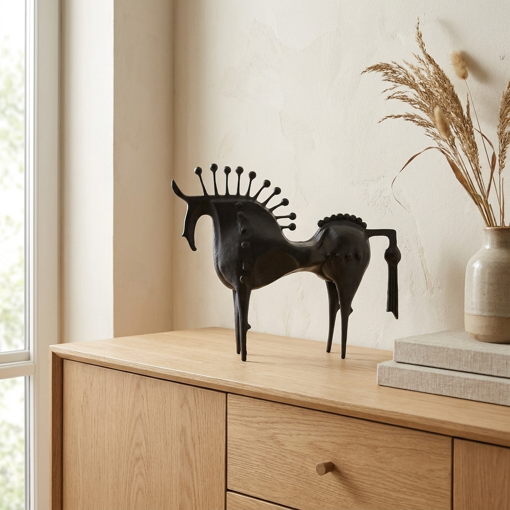Equinox | Unique Elegant Black Metal Horse Decorative Sculpture