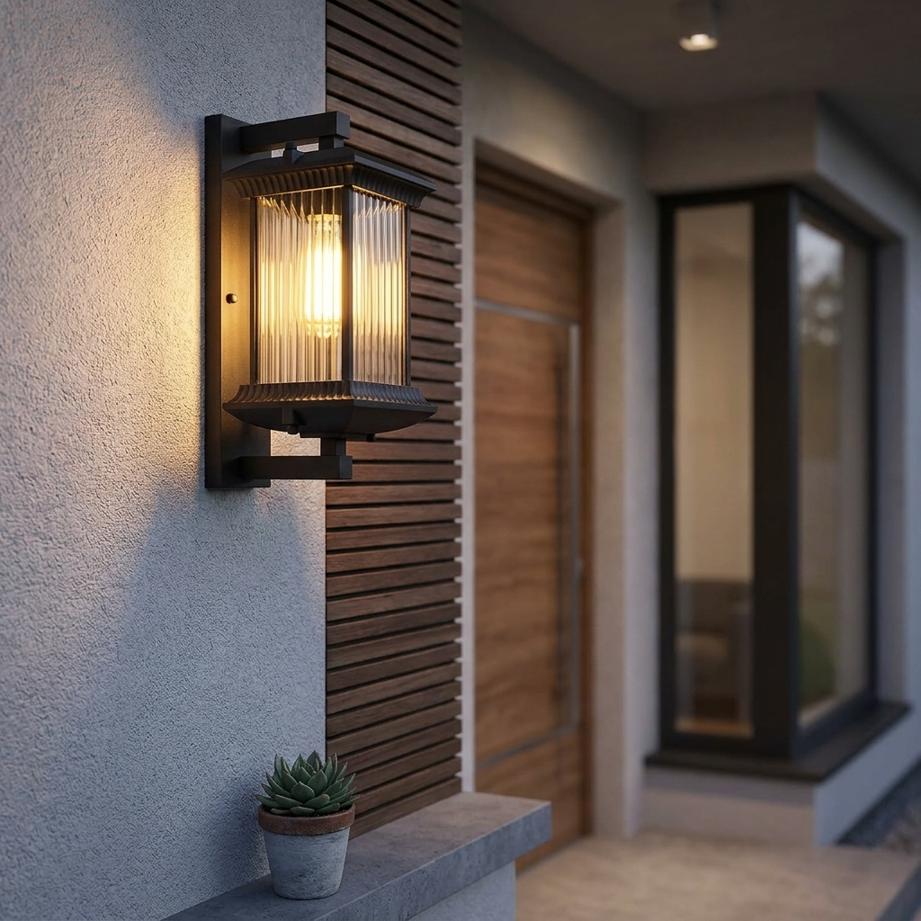 PavoStone | Elegant Durable Outdoor Lantern Wall Fixture with Fluted Glass 3