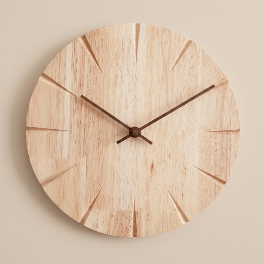 Minimalist Home Decor | Round Wooden Wall Clock with Clear Markings | Stylish Timepiece for Any Room 100