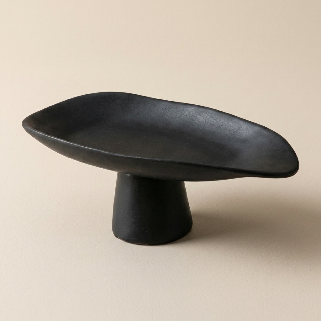 Elegant Handcrafted Black Porcelain Tray | Versatile Decorative Dish for Timeless Home Decor