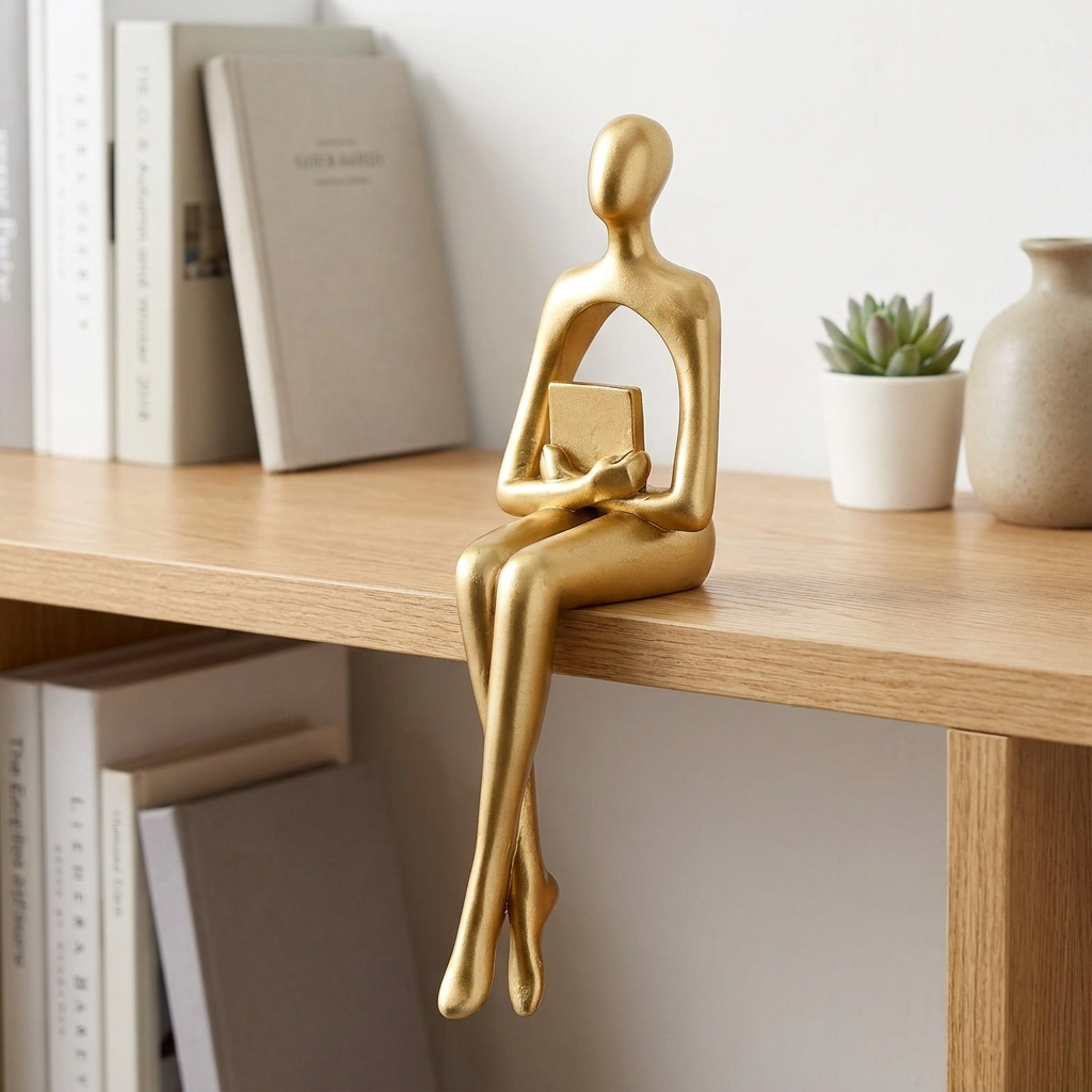 Abstract Bookshelf Figurines | Artistic Resin Sculptures with Unique Design | Modern Home Decor for Elegance and Sophistication 0