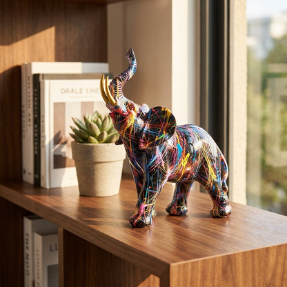 Colorful Elephant Figurine | Modern Resin Sculpture with Street Art Design | Unique Home Decor for Contemporary Interiors 2