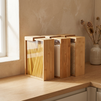 EcoBamboo | Stylish Sustainable Clear Glass Food Dispenser Set