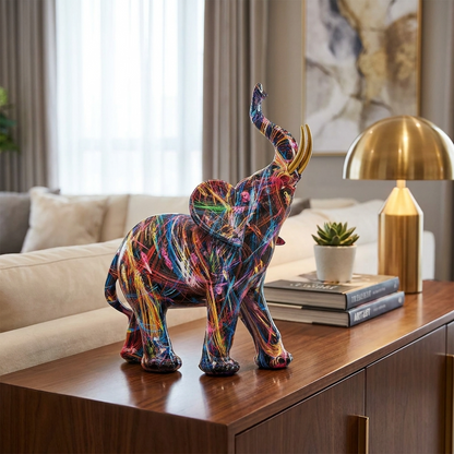 Colorful Elephant Figurine | Modern Resin Sculpture with Street Art Design | Unique Home Decor for Contemporary Interiors 5