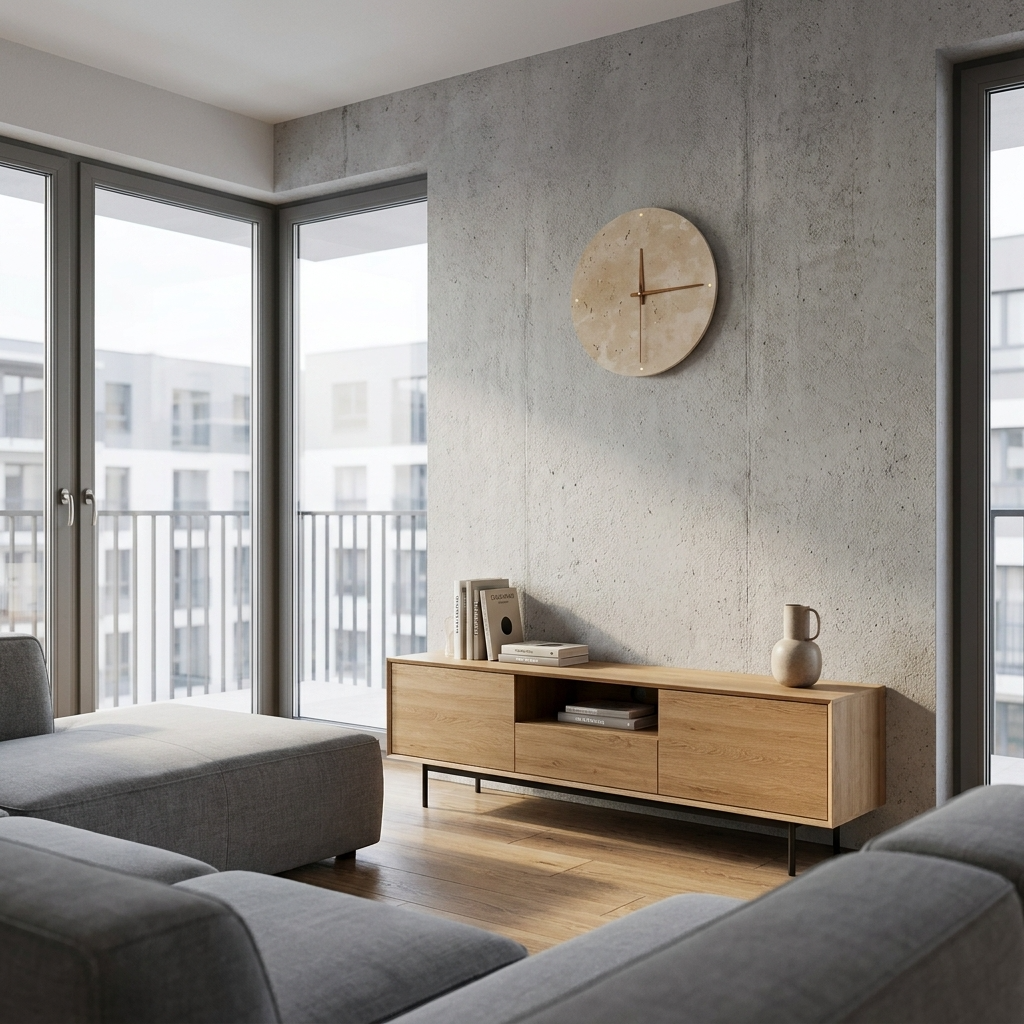 Minimalist LED Wall Clock | Natural Stone Design with Built-in Ambient Lighting | Elegant Timepiece for Home Decor 104
