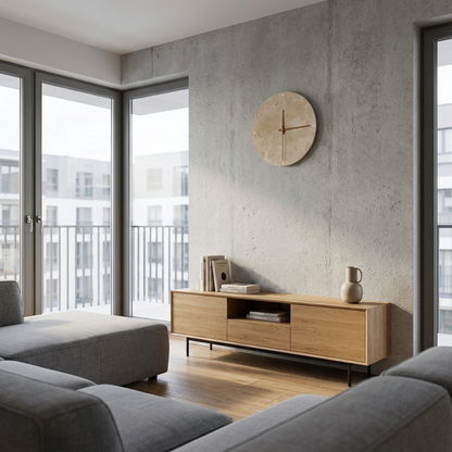 Minimalist LED Wall Clock | Natural Stone Design with Built-in Ambient Lighting | Elegant Timepiece for Home Decor 104