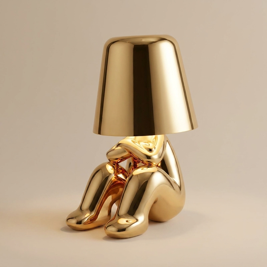 AuroraGlow | Elegant Dimmable Gold Character Figurine Table Lamp 3