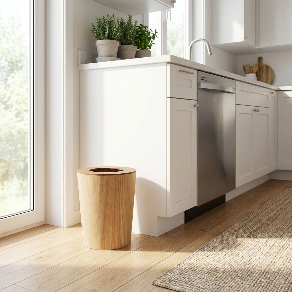 Modern Trash Bin | 9L Capacity with Lid & Natural Wood Finish | Space-Saving Solution for Tidy Spaces 3