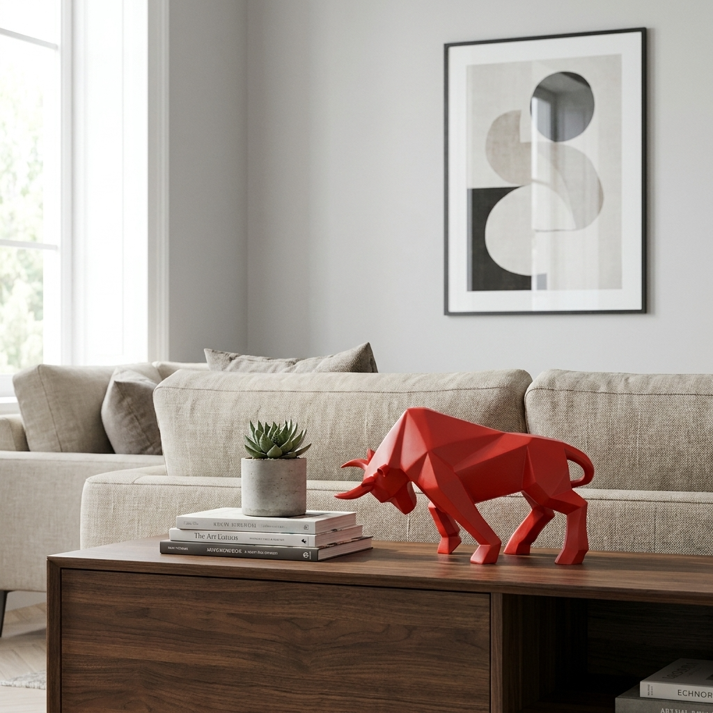 Bold Resin Sculpture | Nordic Bull Design with Modern Aesthetic | Striking Art Piece for Contemporary Decor