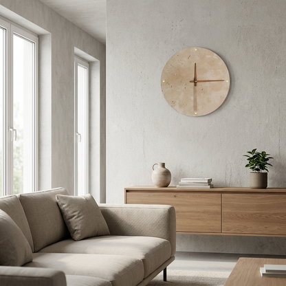 Minimalist LED Wall Clock | Natural Stone Design with Built-in Ambient Lighting | Elegant Timepiece for Home Decor 106
