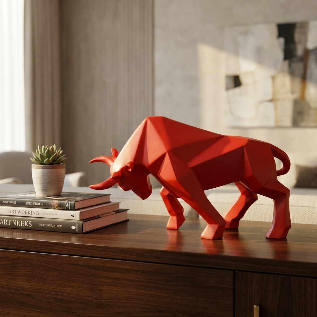 Bold Resin Sculpture | Nordic Bull Design with Modern Aesthetic | Striking Art Piece for Contemporary Decor