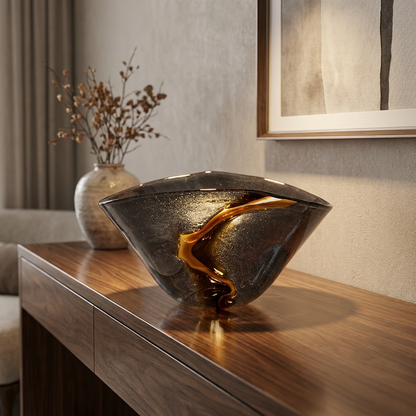 OrionGlass | Elegant Handblown Black Tabletop Vase for Home Decor 9