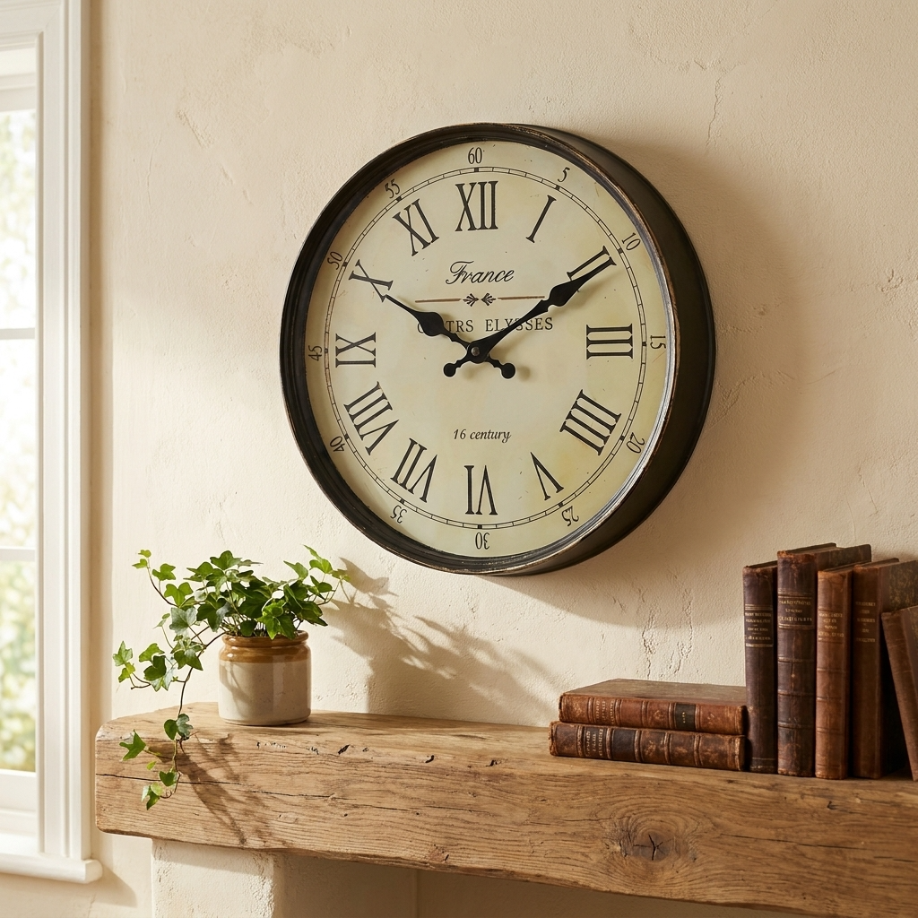 Elegant Wall Clock | Classic French Design with Silent Quartz Movement | Timeless Home Decor for Any Space