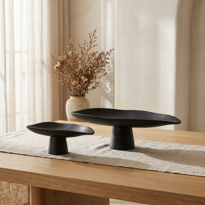 Elegant Handcrafted Black Porcelain Tray | Versatile Decorative Dish for Timeless Home Decor