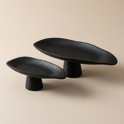 Elegant Handcrafted Black Porcelain Tray | Versatile Decorative Dish for Timeless Home Decor