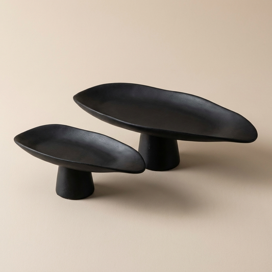 Elegant Handcrafted Black Porcelain Tray | Versatile Decorative Dish for Timeless Home Decor
