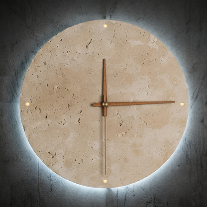 Minimalist LED Wall Clock | Natural Stone Design with Built-in Ambient Lighting | Elegant Timepiece for Home Decor 108