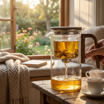 Magnetic Infuser Tea Pot | Modern Glass Design with Magnetic Flow Control | Effortless Brewing for Clear Herbal Infusions