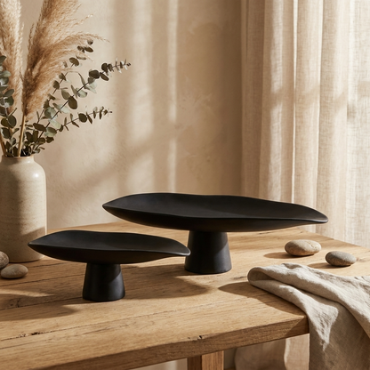 Elegant Handcrafted Black Porcelain Tray | Versatile Decorative Dish for Timeless Home Decor