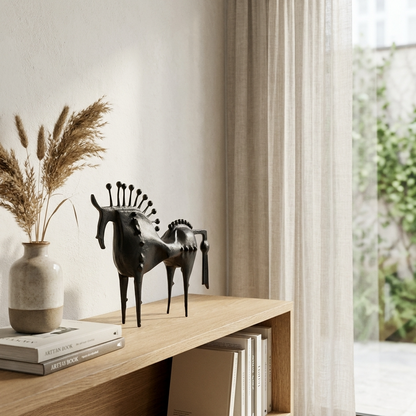 Equinox | Unique Elegant Black Metal Horse Decorative Sculpture