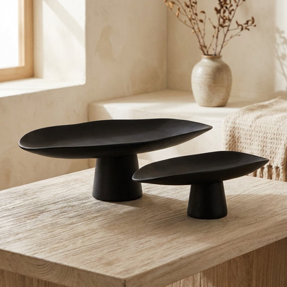 Elegant Handcrafted Black Porcelain Tray | Versatile Decorative Dish for Timeless Home Decor