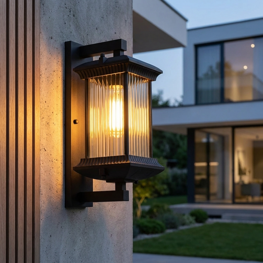 PavoStone | Elegant Durable Outdoor Lantern Wall Fixture with Fluted Glass 6