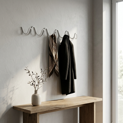 Elegant Home | Wrought Iron Wall Hook with Modern Wave Design | Stylish Coat Hanger for Functional Decor