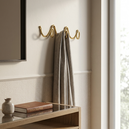 Elegant Home | Wrought Iron Wall Hook with Modern Wave Design | Stylish Coat Hanger for Functional Decor