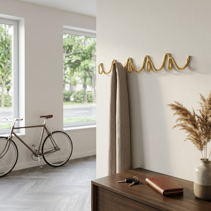 Elegant Home | Wrought Iron Wall Hook with Modern Wave Design | Stylish Coat Hanger for Functional Decor
