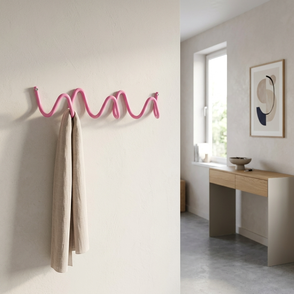 Elegant Home | Wrought Iron Wall Hook with Modern Wave Design | Stylish Coat Hanger for Functional Decor