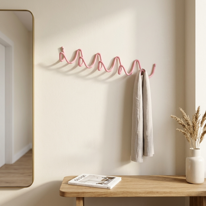 Elegant Home | Wrought Iron Wall Hook with Modern Wave Design | Stylish Coat Hanger for Functional Decor