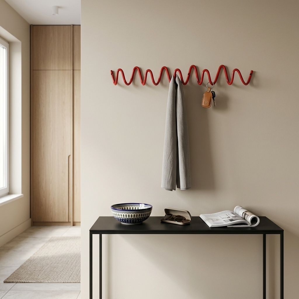 Elegant Home | Wrought Iron Wall Hook with Modern Wave Design | Stylish Coat Hanger for Functional Decor