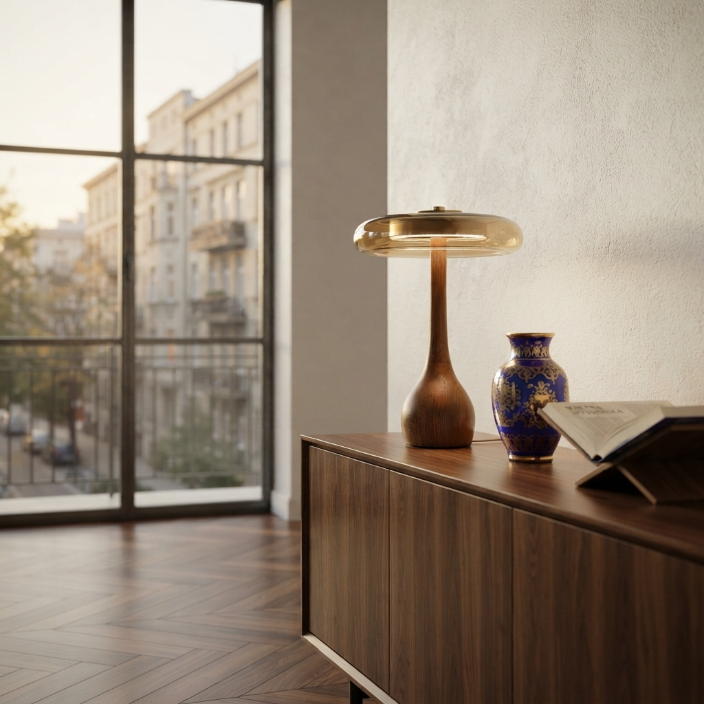 AuraMico | Modern Minimalist Dimmable LED Table Lamp with Wooden Base