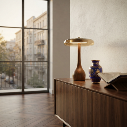 AuraMico | Modern Minimalist Dimmable LED Table Lamp with Wooden Base
