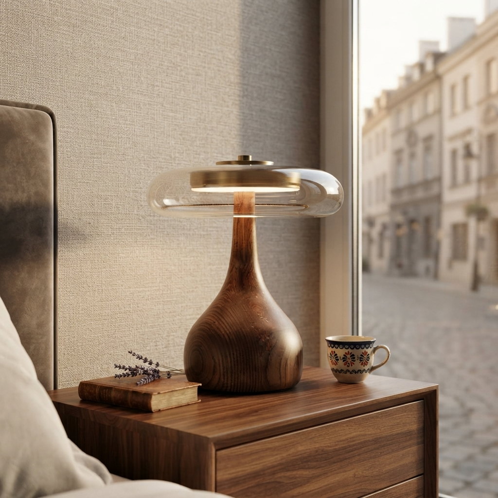 AuraMico | Modern Minimalist Dimmable LED Table Lamp with Wooden Base
