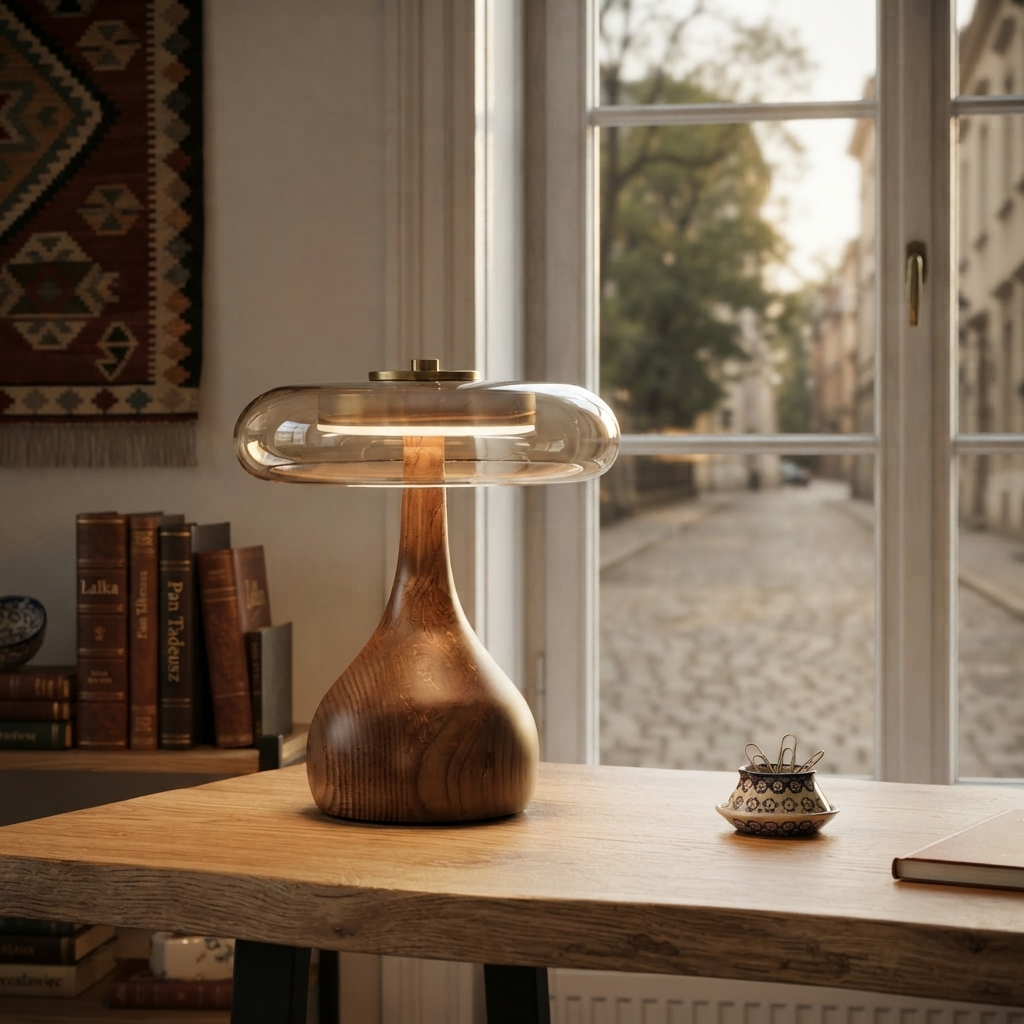 AuraMico | Modern Minimalist Dimmable LED Table Lamp with Wooden Base