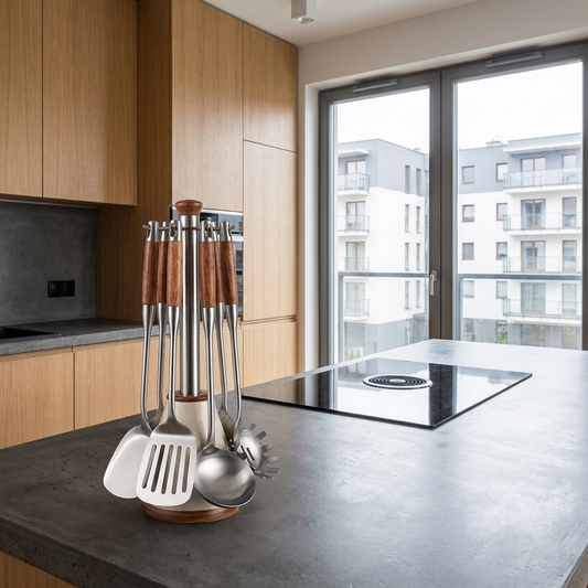 Culina Luxe | Stainless Steel Kitchen Utensil Set with Ergonomic Wooden Handles | Durable & Elegant Cooking Tools for Effortless Meal Prep 7
