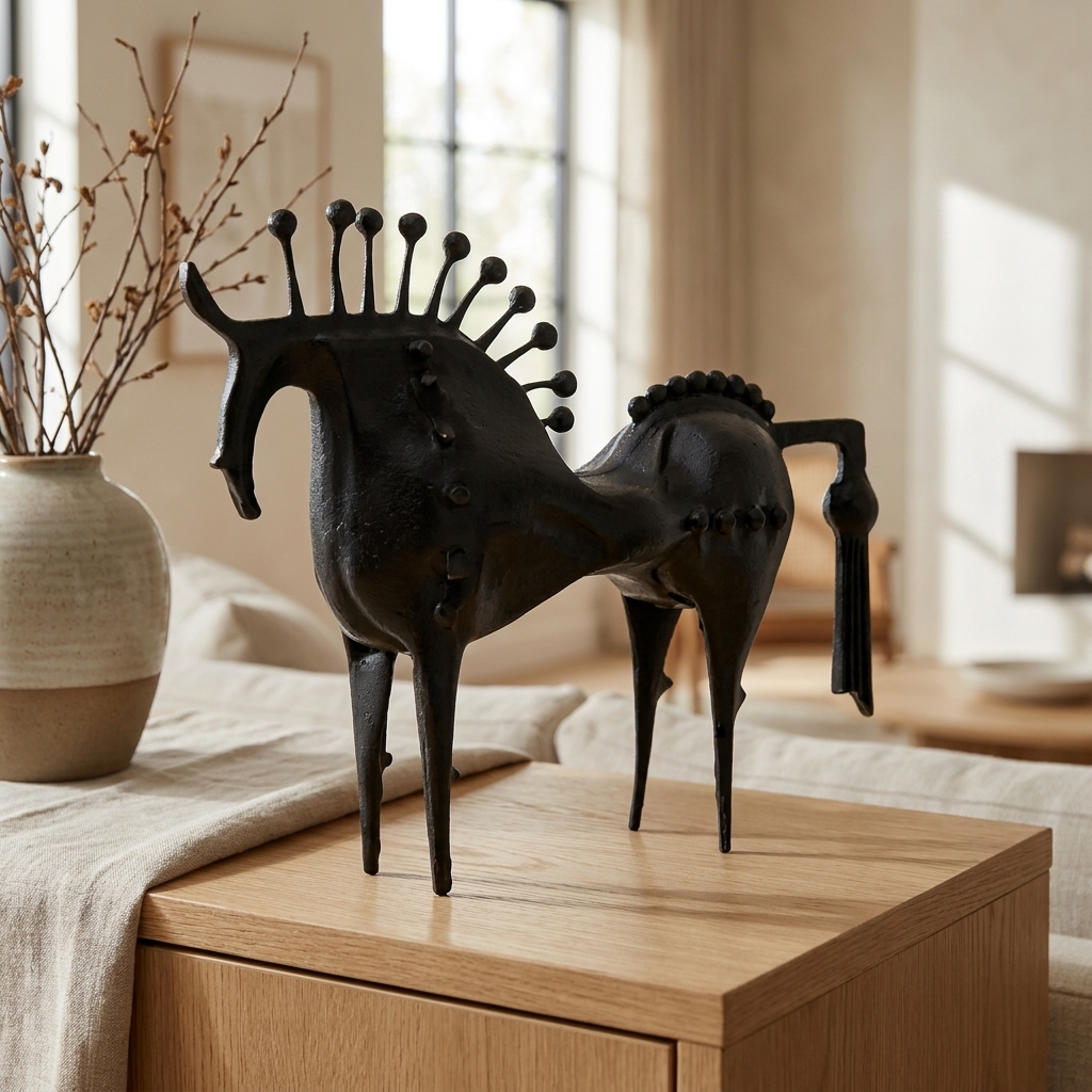 Equinox | Unique Elegant Black Metal Horse Decorative Sculpture