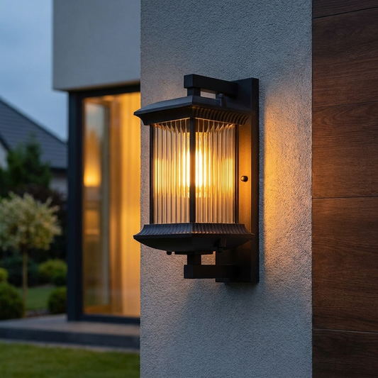 PavoStone | Elegant Durable Outdoor Lantern Wall Fixture with Fluted Glass 1