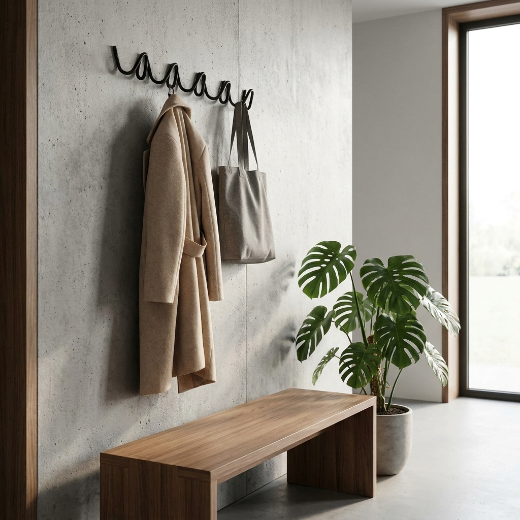 Elegant Home | Wrought Iron Wall Hook with Modern Wave Design | Stylish Coat Hanger for Functional Decor