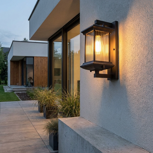 PavoStone | Elegant Durable Outdoor Lantern Wall Fixture with Fluted Glass 5